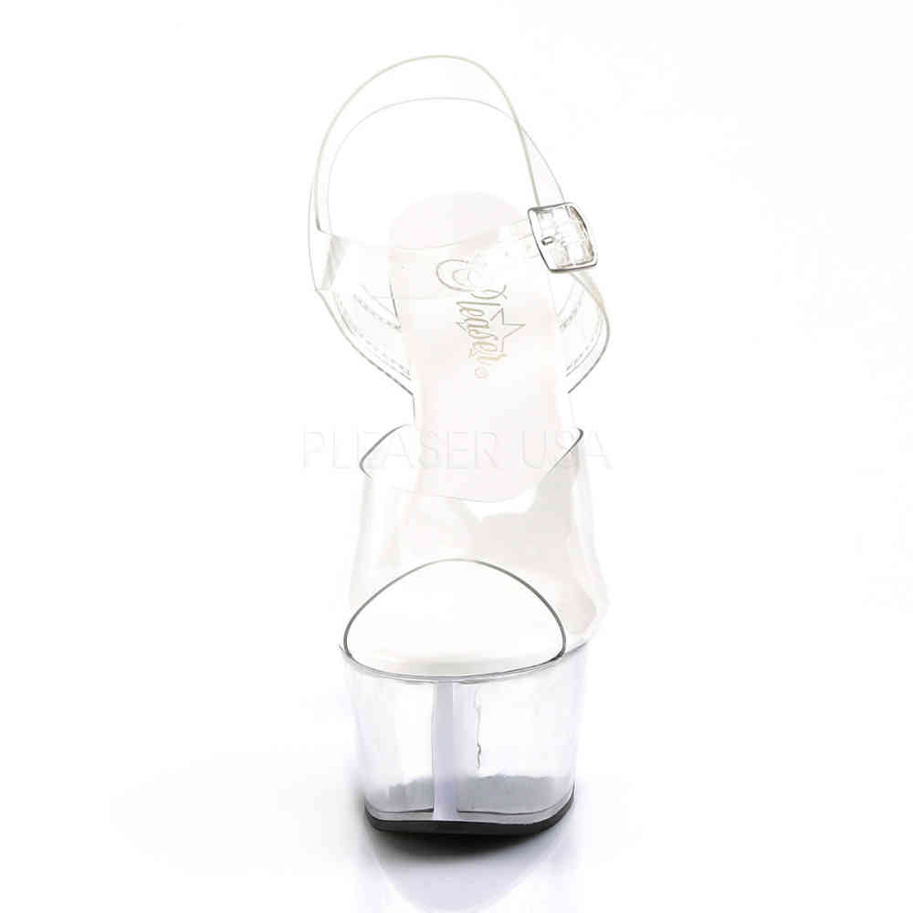 Pleaser - ASPIRE-608 Sandale à bride à la cheville, Pole dance chaussures - Chaussures de pole dance - Transparent